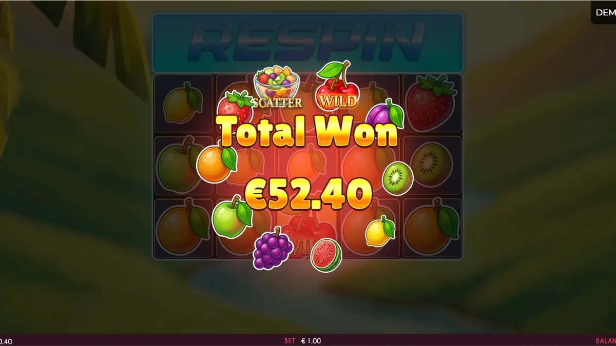 Tampilan visual slot Fruits Madness dengan simbol buah yang cerah